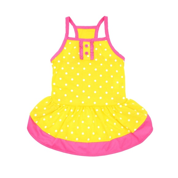 NWT Vibrant Life Dog Dress, Yellow Pink White Polka Dot, XSmall up to 10 pounds - Picture 2 of 6